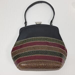 Vintage Film Star Creations Hollywood Snakeskin Handbag 40s 50s Patchwork Exotic